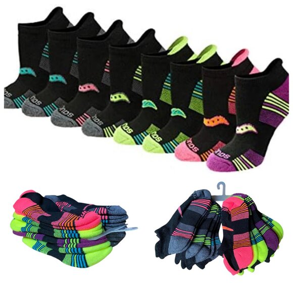 Saucony Women's 8 Pack Performance No Show Tab Athletic Ankle Socks Size Medium - Picture 1 of 8
